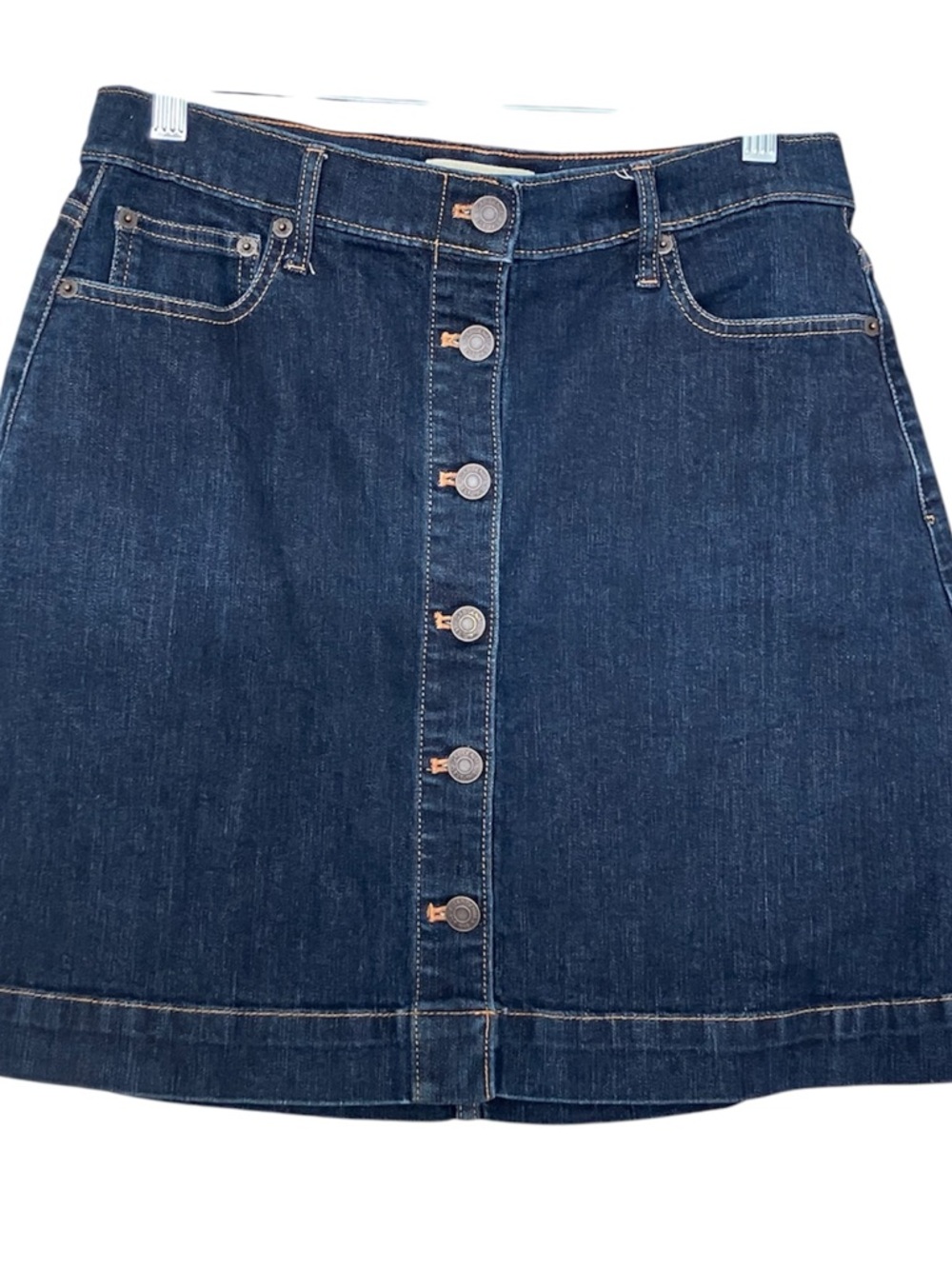 GAP Dark Blue Button-Front Denim A-Line Skirt